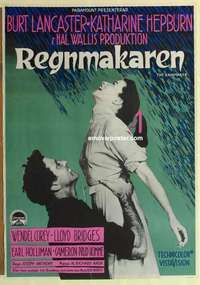 m024 RAINMAKER Swedish movie poster '56 Burt Lancaster, Kate Hepburn