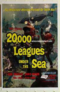 n013 20,000 LEAGUES UNDER THE SEA one-sheet movie poster R63 Jules Verne