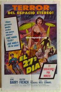 n017 27th DAY Spanish/U.S. one-sheet movie poster '57 Gene Barry, sci-fi shocker!