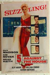 n022 5 AGAINST THE HOUSE one-sheet movie poster '55 Kim Novak, Madison