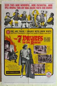 n025 7 DWARFS TO THE RESCUE one-sheet movie poster '65 live action!