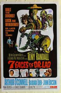 n026 7 FACES OF DR LAO one-sheet movie poster '64 Tony Randall, cool image!
