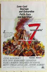 n027 7 WOMEN one-sheet movie poster '66 John Ford, Anne Bancroft