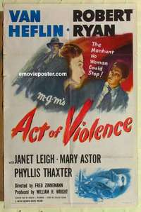 n040 ACT OF VIOLENCE one-sheet movie poster '49 Robert Ryan, Van Heflin