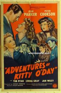 n044 ADVENTURES OF KITTY O'DAY one-sheet movie poster '44 Jean Parker