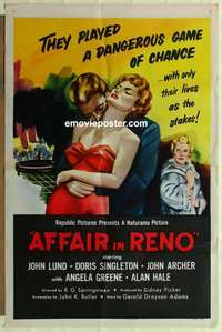 n045 AFFAIR IN RENO one-sheet movie poster '57 three-way triangle!