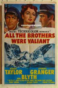n066 ALL THE BROTHERS WERE VALIANT one-sheet movie poster '53 Robert Taylor