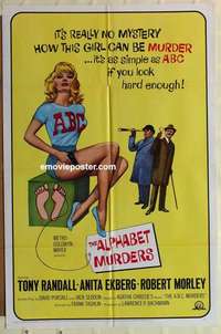 n068 ALPHABET MURDERS one-sheet movie poster '66 Tony Randall, Anita Ekberg