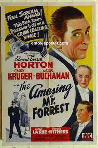 n070 AMAZING MR FORREST one-sheet movie poster '44 Edward Everett Horton