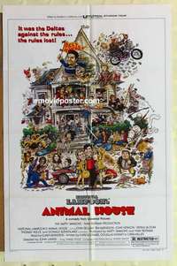 n085 ANIMAL HOUSE style B one-sheet movie poster '78 John Belushi, Landis
