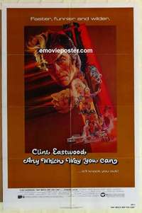 n091 ANY WHICH WAY YOU CAN one-sheet movie poster '80 Eastwood, Peak art!