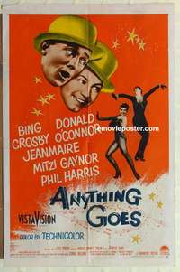 n092 ANYTHING GOES one-sheet movie poster '56 Bing Crosby, O'Connor