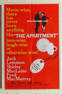 n095 APARTMENT one-sheet movie poster '60 Billy Wilder, Lemmon, MacLaine