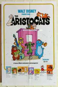 n099 ARISTOCATS one-sheet movie poster R80 Walt Disney feline cartoon!