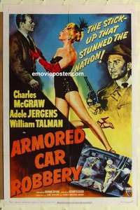 n100 ARMORED CAR ROBBERY one-sheet movie poster '50 sexy Adele Jergens!