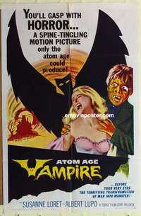 n112 ATOM AGE VAMPIRE one-sheet movie poster '63 terrifying man monster!