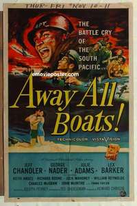 n119 AWAY ALL BOATS one-sheet movie poster '56 Jeff Chandler, Nader