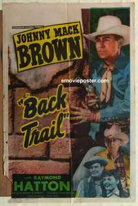 n124 BACK TRAIL one-sheet movie poster '48 Johnny Mack Brown, Hatton