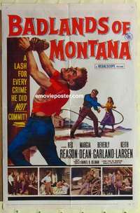 n128 BADLANDS OF MONTANA one-sheet movie poster '57 Rex Reason, western!