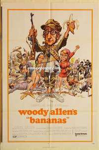 n131 BANANAS one-sheet movie poster '71 Woody Allen, Jack Davis artwork!