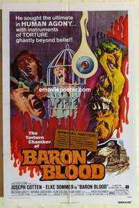n136 BARON BLOOD one-sheet movie poster '72 AIP, Mario Bava