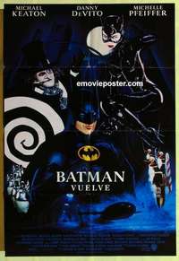 n143 BATMAN RETURNS Spanish/US one-sheet movie poster '92 Michael Keaton