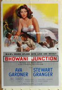 n173 BHOWANI JUNCTION one-sheet movie poster '55 Ava Gardner, Granger