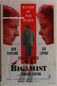 n183 BIGAMIST one-sheet movie poster '53 Fontaine, O'Brien, Ida Lupino