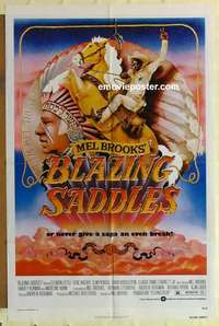 n200 BLAZING SADDLES one-sheet movie poster '74 classic Mel Brooks!