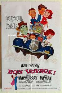n220 BON VOYAGE one-sheet movie poster '62 Walt Disney, MacMurray, Wyman