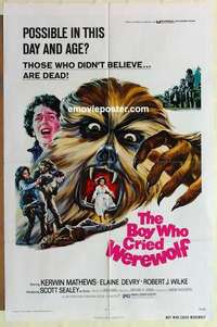 n233 BOY WHO CRIED WEREWOLF one-sheet movie poster '73 Kerwin Mathews