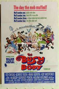 n266 BUSY BODY one-sheet movie poster '67 Sid Caesar, Frazetta artwork!