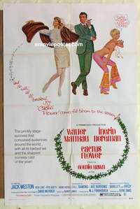 n270 CACTUS FLOWER one-sheet movie poster '69 Walter Matthau, Goldie Hawn