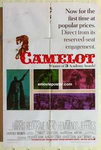 n280 CAMELOT one-sheet movie poster '68 Richard Harris, Vanessa Redgrave