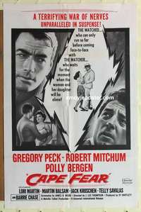 n288 CAPE FEAR military one-sheet movie poster '62 Gregory Peck, Mitchum