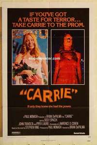 n309 CARRIE one-sheet movie poster '76 Sissy Spacek, Stephen King