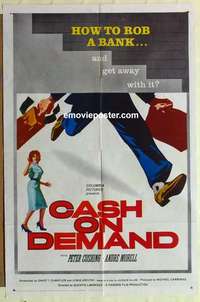 n314 CASH ON DEMAND one-sheet movie poster '62 Peter Cushing, bank robber!