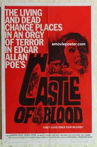 n318 CASTLE OF BLOOD one-sheet movie poster '64 Edgar Allan Poe, horror!