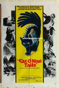 n321 CAT O' NINE TAILS one-sheet movie poster '71 Dario Argento sci-fi!