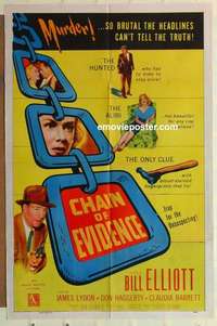 n331 CHAIN OF EVIDENCE one-sheet movie poster '56 Bill Elliott, Lydon