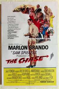 n343 CHASE one-sheet movie poster '66 Marlon Brando, Jane Fonda