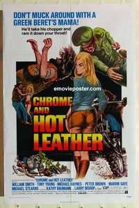 n355 CHROME & HOT LEATHER one-sheet movie poster '71 Green Beret bikers!