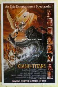 n368 CLASH OF THE TITANS advance one-sheet movie poster '81 Ray Harryhausen