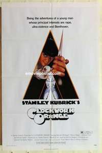 n374 CLOCKWORK ORANGE one-sheet movie poster '72 Stanley Kubrick classic!