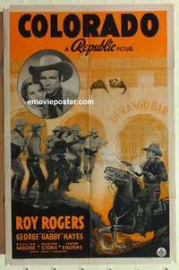 n383 COLORADO one-sheet movie poster '40 Roy Rogers, Gabby Hayes