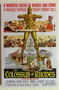 n386 COLOSSUS OF RHODES one-sheet movie poster '61 Leone, monster statue!