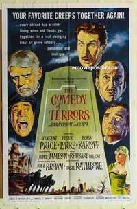 n393 COMEDY OF TERRORS one-sheet movie poster '64 AIP, Boris Karloff