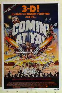 n395 COMIN' AT YA one-sheet movie poster '81 Tony Anthony, 3D western!