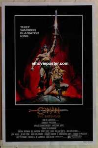 n402 CONAN THE BARBARIAN advance one-sheet movie poster '82 Schwarzenegger