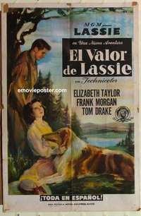 n435 COURAGE OF LASSIE Spanish/U.S. one-sheet movie poster '46 Elizabeth Taylor